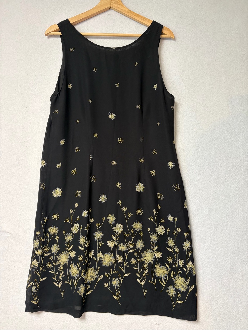 Vintage 90s Sigrid Olsen Sport Black Floral Rayon Sleeveless Midi Dress 
Size 12